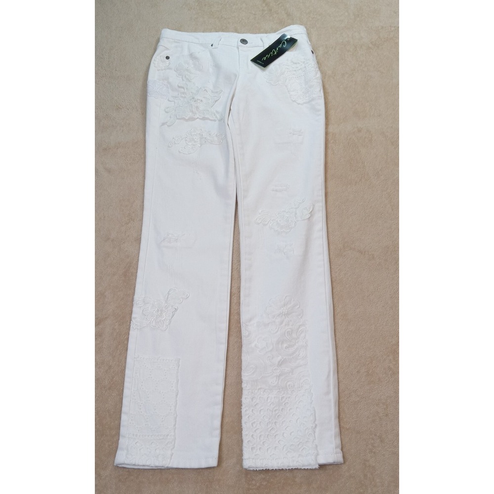 Cartise NWT Women's Enbroidered Stretch Jeans‎ Size 4 White